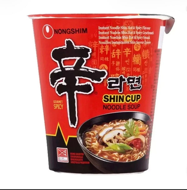 Nongshim Shin Cup Spicy Noodle 68g x 6. Bold, Fiery Korean Flavour — Multipack of 6